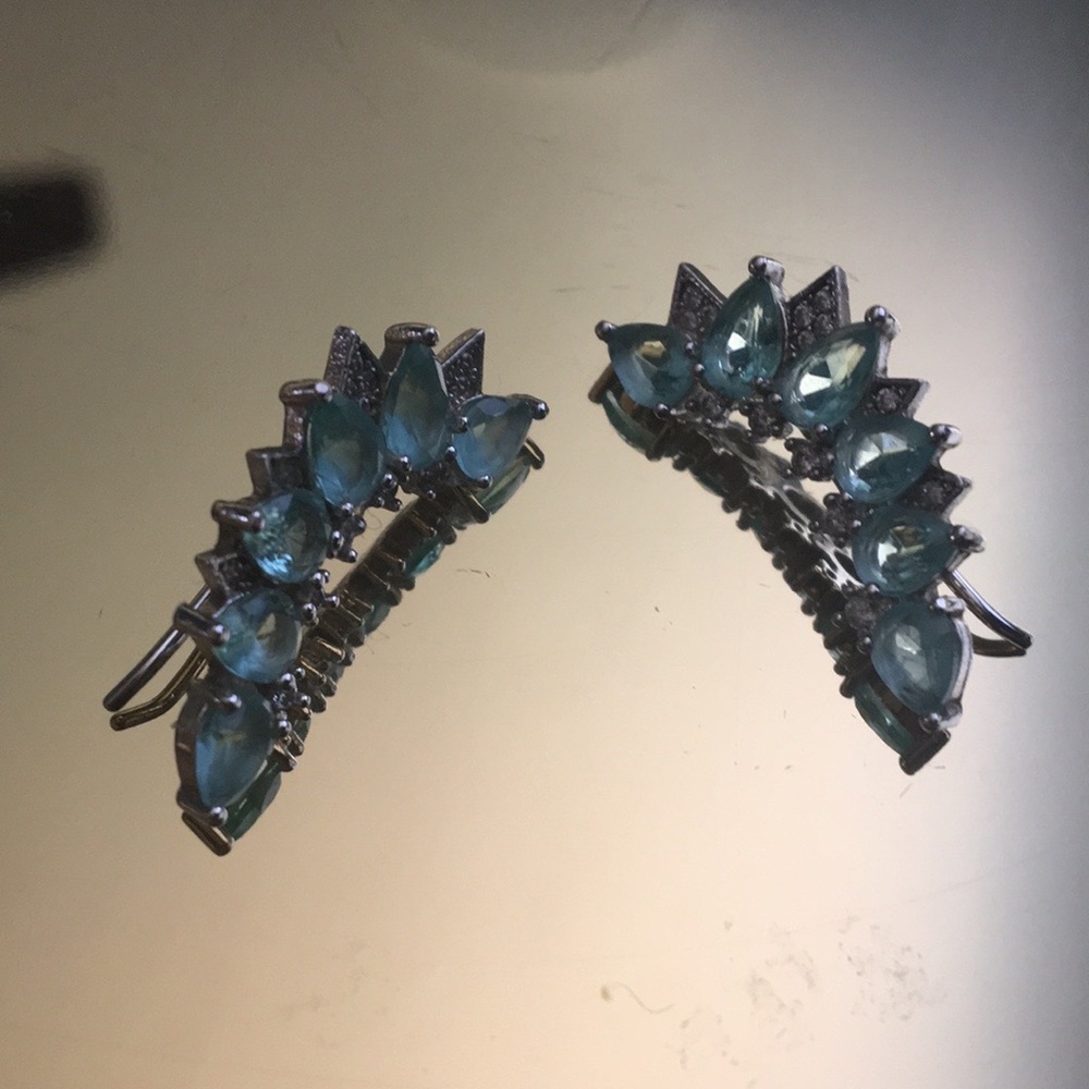 Beautiful Gemstone Blue Ear Climbers View 6